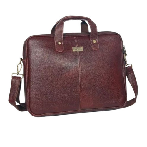 Genuine Leather Laptop Bag - 16x12x2.5 Inches, Dark Brown Color, Attractive Design, Durable and Comfortable Construction