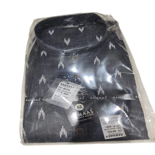 Men's Color Fast Cotton Kurta - Breathable Fabric Smooth Texture Printed Design | Long Sleeves Shrink Resistance Ideal for Gifting