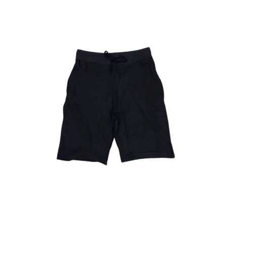Mens Loopknit Knee-Length Shorts - Cotton Blend, Sizes M to XXL, Plain Black Color, Adjustable Drawstring Waistband, Breathable Fabric for All-Day Comfort, Easy Pull-On Design with Two Convenient Side Pockets