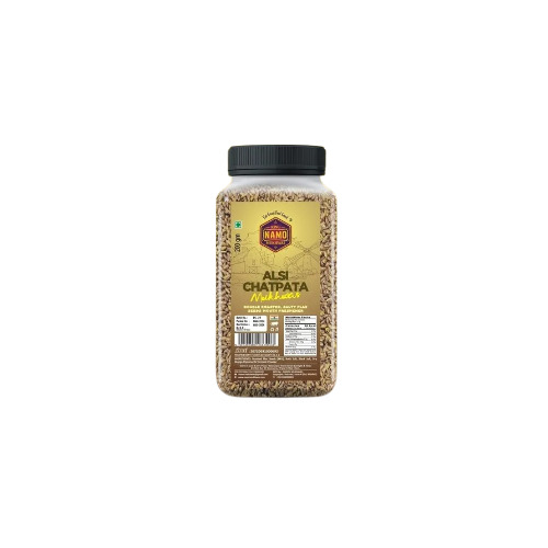 Namo Alsi Chatpata Mukhwas - 200g Bottle, Brown Color, 100% Pure, No Preservatives, Semi-Soft Texture, Salty Taste, 6 Months Shelf Life