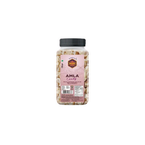 Namo Amla Candy 250gm - Hard Candy, Orange Flavor | Eggless, Solid Form, Fssai Approved, With Indian Gooseberry & Sugar, 12 Months Shelf Life