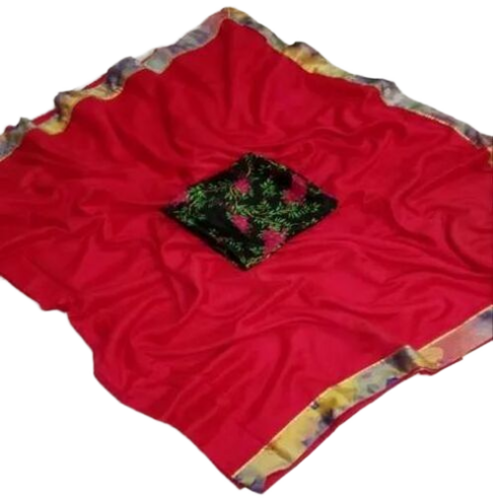 Georgette Saree - Premium Quality, Shimmering Red Elegance With Intricate Detailing And Soft, Sheer Drape