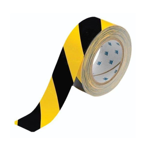 Floor Marking Tapes - Polyimide Material Standard Size Yellow & Black Color | Highly Sticky Acrylic Adhesive Plain Pattern Easy to Use