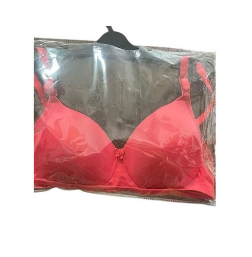 Red Padded Bra - Cotton Fabric, Regular Size, Red Color | Plunge Neck, Sleeveless, Breathable, Skin-Friendly, Easy to Wash, 3/4th Coverage