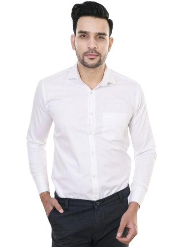Trendy Men Shirt - Viscose, 250 Grams , White Color with Full Sleeves and Spread Collar, Washable Ideal for All Seasons