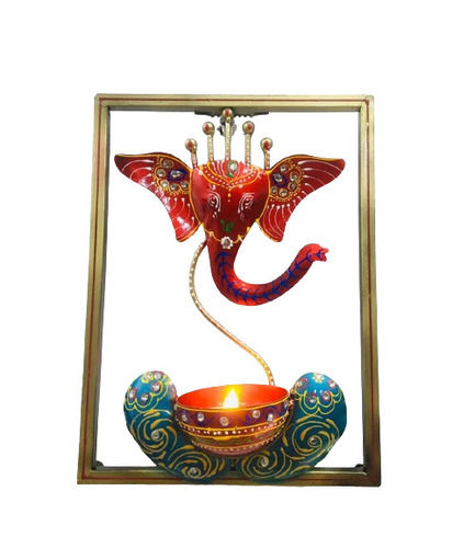 Ganesha Decorative Candle Holder - Finishing: Painting