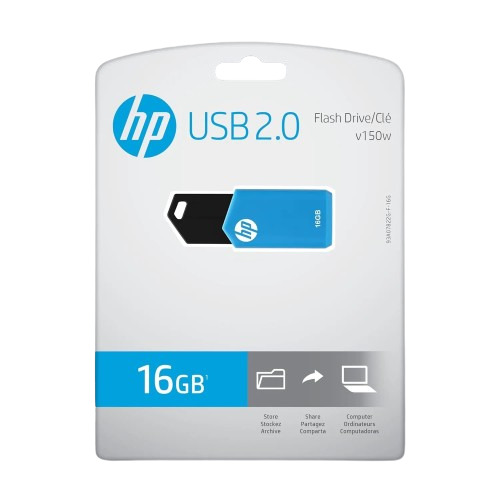Hp Usb 2.0 Flash Drive 16gb V150w-Blue