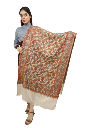 Ladies Casual Cream Printed Shawl - Wool Material, Various Sizes Available | Elegant Style, Soft Touch Fabric, Unique Design, Skin-Friendly, Wear Resistant