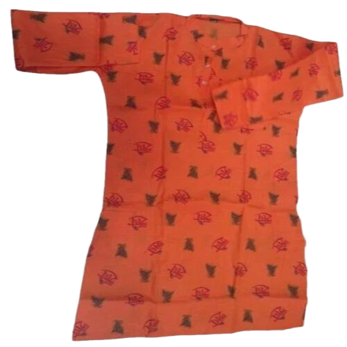Cotton Radhey Printed Saffron Kurta - Color: Multicolor