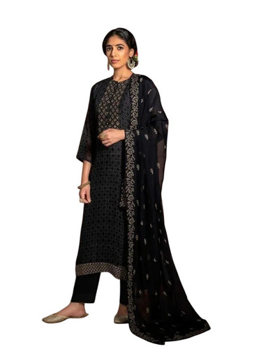 Black Ladies Salwar Suits - Light Weight Cotton, Customized Size, Plain Black Design | Very Good Quality, 100% Washable, Breathable for All Seasons