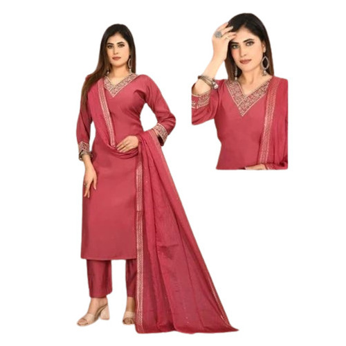 Ladies Plain Kurti - Cotton, Size M/L/S/XL, Dark Pink | Light Weight, Washable, Breathable, 3-4th Sleeve, Modern Casual Style