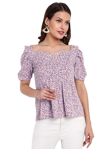 Ladies Pink Printed Top - Season: Summer