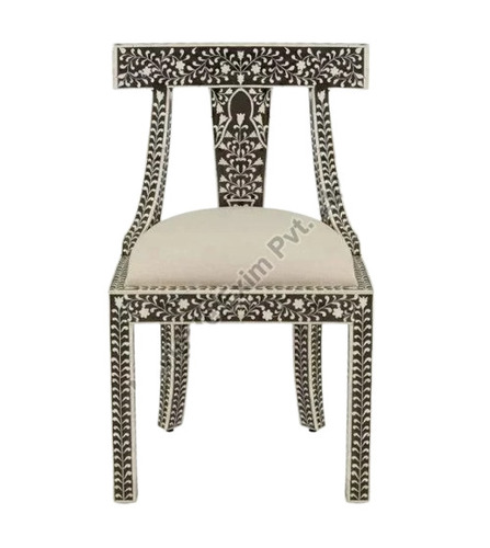Handcrafted Bone Inlay Chair - Premium Quality, Antique Floral Design | Durable, Eco-Friendly, Fine Finished, Shiny, Customizable Size