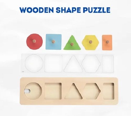 Montessori Wooden Circle Shaped Knob Puzzle For Kids - Age Group: 1-3