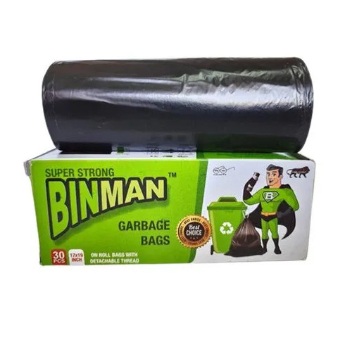 Binman Black Garbage Bags - 17x19 Inches | Eco-Friendly Disposable Durable PE Material