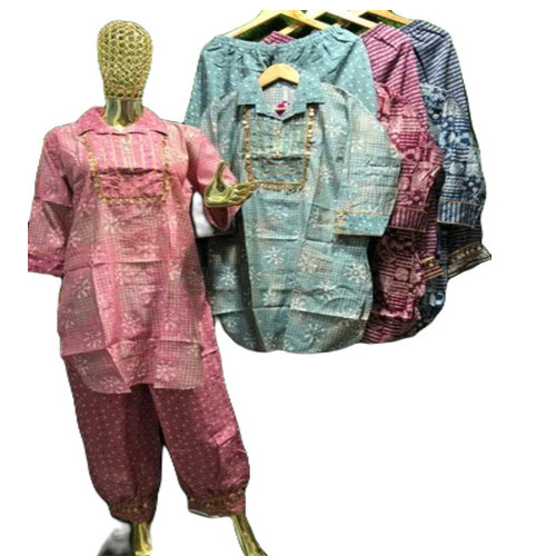 Ladies Casual Co-Ord Set - Cotton, XXL, Pink | Breathable, Quick Dry, No Fade, Printed Design, Full Sleeves
