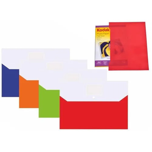 PVC Button Folder - Tear-Resistant Material Various Sizes Available | Spacious Lightweight Easy to Clean Ideal for Safe Document Storage and Gifting