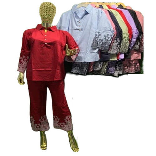 Red Rayon Embroidered Women Co-Ord Set - Regular Fit, Full Sleeves, Summer Wear | Breathable, Quick Dry, No Fade, Machine Washable