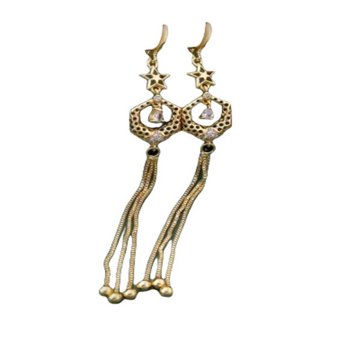 Fancy Antique Drop Earrings - Yellow Gold Finish | Elegant Party & Wedding Wear for Women