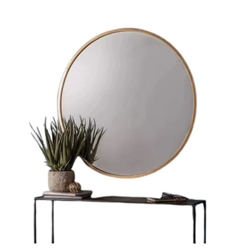 Toughened Glass Round Wall Mirror - 12 Inch, Brown Color, Wall Mounted Design for Home Decor
