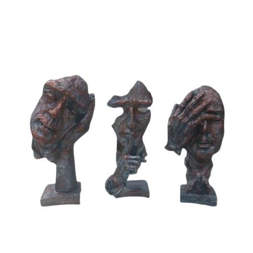 Human Face Expression Figurine - Color: Black