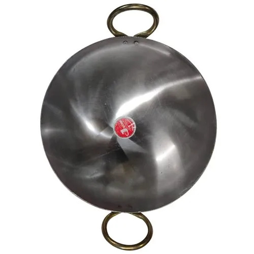 Iron Polish Kadhai - Iron, 12 Inch Diameter, Silver Color | Round Shape, Superior Quality for Cooking Food