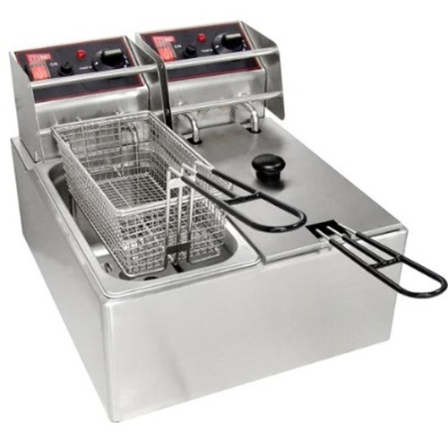Kitchen Deep Fryer - 16 x 17 x 12 Inch, 5 Liter Capacity, Up to 300Â°C, Dual 1800W Heating, Stainless Steel Inner Container, Metal Finish