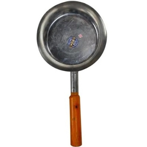 Stainless Steel Fry Pan - 8 Inch Round Design, Plastic Handle, Silver Finish for Home Cooking
