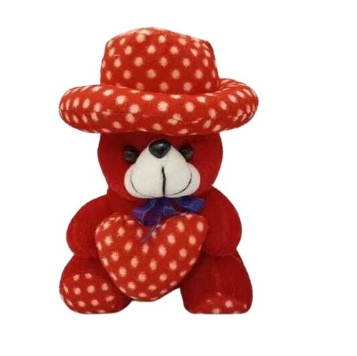 Stuffed Teddy Bear - Synthetic Fiber and Cotton, Soft Red Cuddly Design for All Ages