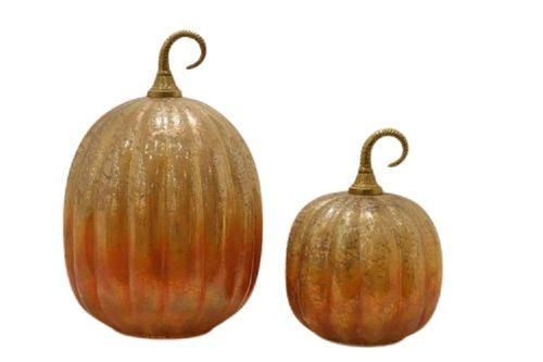 Glossy Decorative Glass Pumpkins - Color: Golden