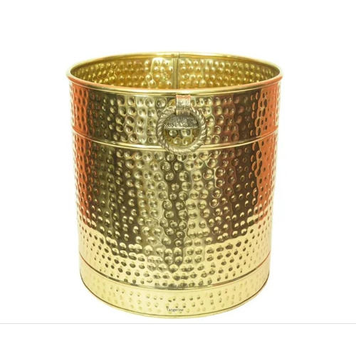 Hammered Brass Planter - Color: Golden