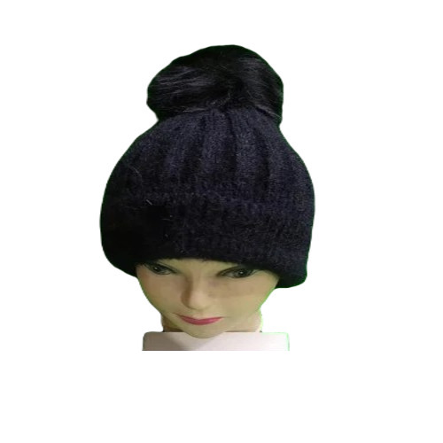 Woolen Cap - Free Size, Black Color | Antique, Classy, Sporty Design for Ladies
