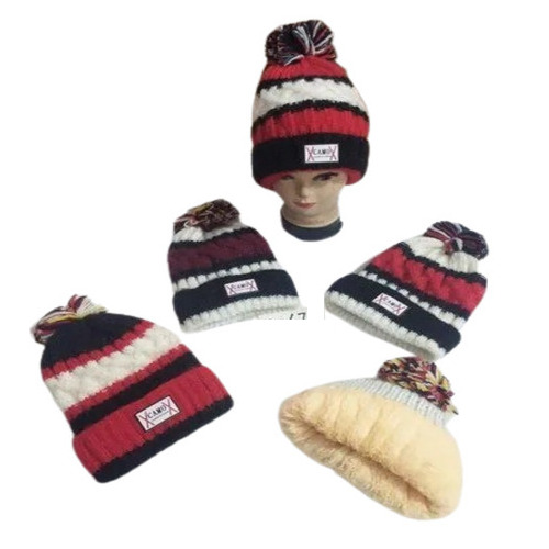 Ladies Antique Classy Woolen Cap - Free Size, Red and Brown Printed Design | Sporty Style for Adults