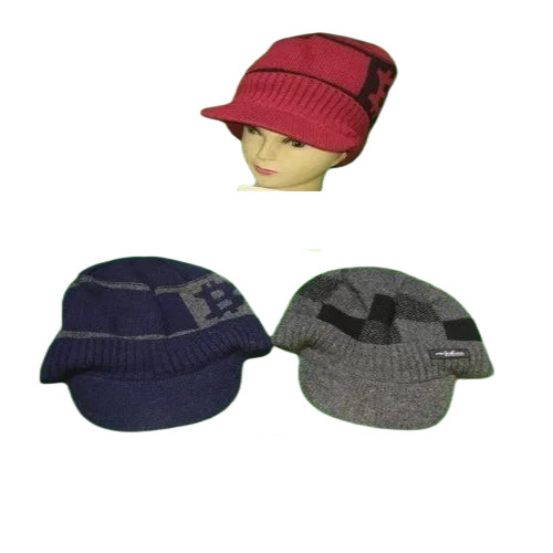 Woolen Cap - Standard Style, Free Size | Antique Printed Design in Blue, Red, Grey for Classy Sporty Men