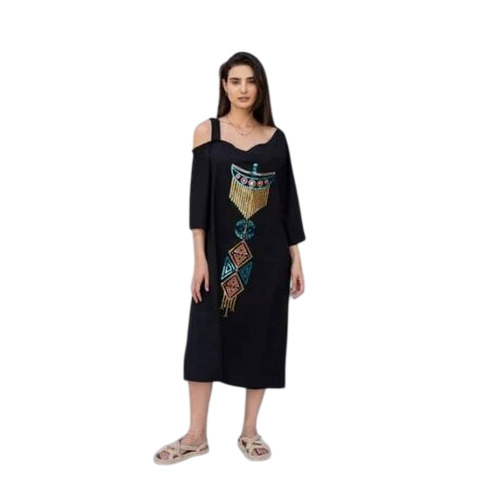 Western Designer Black Dress - Cotton Blend, Size S/M/XS/XXS | Trendy Design, Elegant Look, Lightweight Feel, Easy Maintenance, Slim Fit, Durable Stitching, Stretchable Fabric