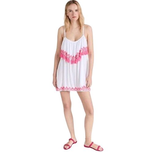 White And Pink Women Cotton Tops - Pattern: Printed