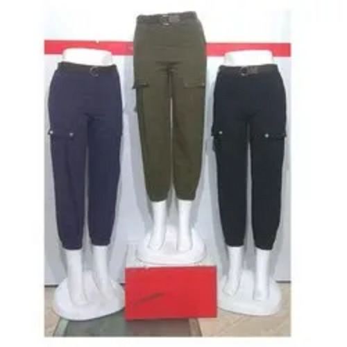 Ladies Relaxed Pants - Cotton Mix Denim, Adjustable Waistband , Versatile for Casual and Formal Wear, Multiple Colors and Patterns, Durable and Breathable