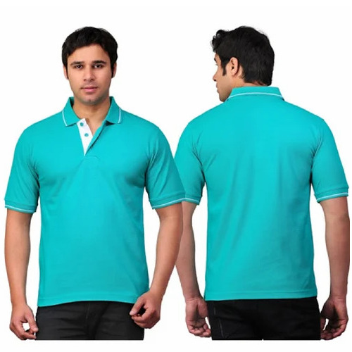 Cotton Polo T-Shirt - New Quality, Very Good Condition | Light Weight, Breathable, 100% Washable, Plain Blue, Short Sleeves, For Male Adults, Available in S, M, L, XL Sizes