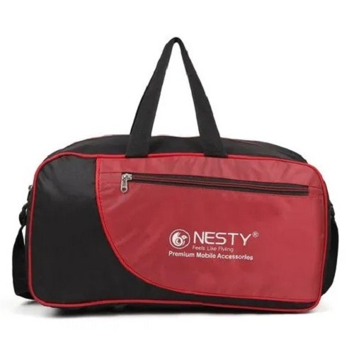 Polyester Red And Black Travel Duffle Bag - Size: Various Sizes Are Available