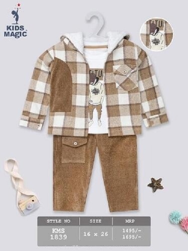 Kids Casual Shirt Pant Set - Cotton Blend, Sizes S-M-L | Soft, Breathable Fabric, Trendy Printed Designs, Adjustable Waistband, Durable Stitching, Full Sleeves