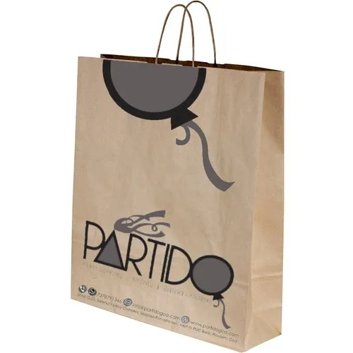 2 Color Brown Kraft Paper Bag - 9x7x3 Inches, Brown Kraft Paper Material, 2kg Shopping Capacity, Recyclable & Biodegradable, Flexiloop Handle