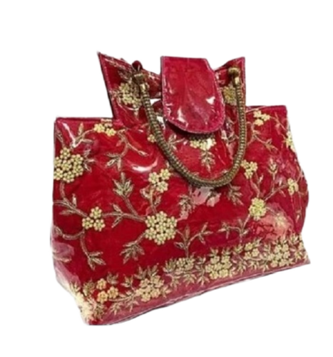 Red Embroidered Handbag - Gender: Women