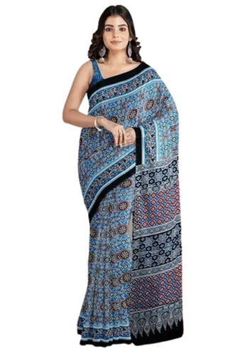 Cotton Mulmul Sarees - Color: Blue