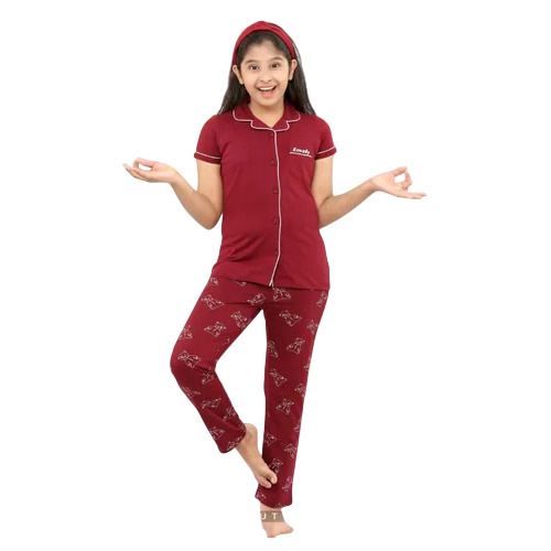 Ladies Cotton Blend Red Night Suit - S, M, L | Premium Quality, Relaxed Fit, Stylish Prints, Button-Down Top, Elastic Waistband, Loungewear Style