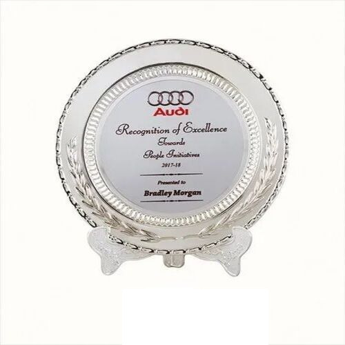 Silver Award Trophy - Premium Quality Polished Round Resin with Plain Pattern | Ideal for College Office School Customizable Size All Colors
