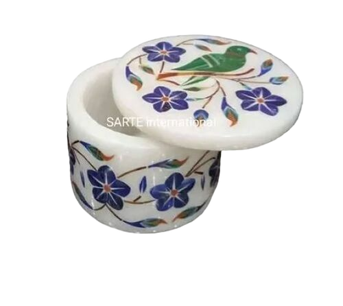Elegant Decorative Marble Box - 4x4 Inch Square, Premium Natural Stone with Smooth Finish, Portable Handle, Handcrafted Detailing, Elegant Design, Durable Build
