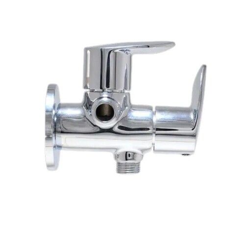 Brass 2 Way Angle Valve Tap With Flange - Color: Silver