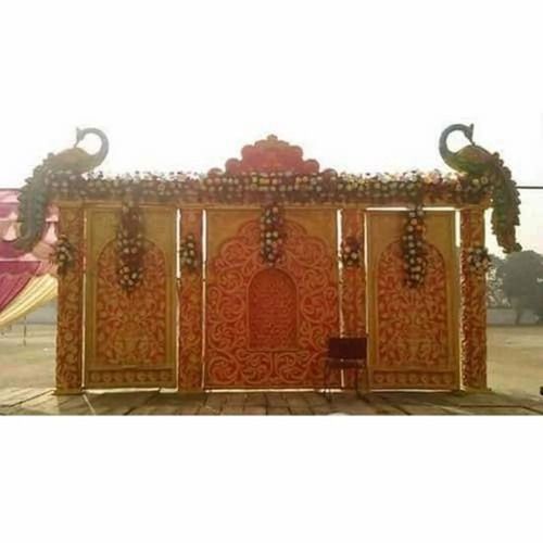 Golden Designer Fiber Wedding Stage - Material: Na