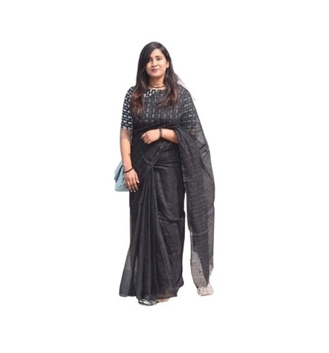 Silk Sarees - Cotton Silk Material, Regular Fit, Black Color | Breathable, Quick Dry, Lightweight, Fade and Wrinkle Resistant for Casual Occasions