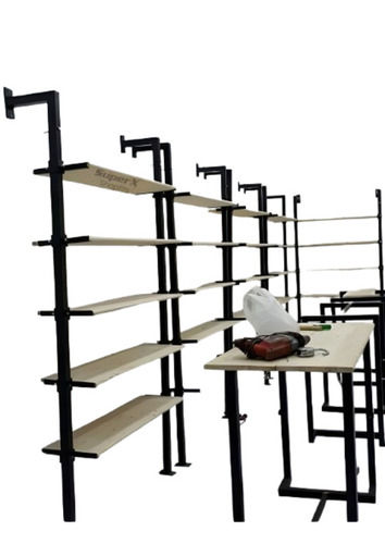 Display Racks - Steel, Standard Size, Black & White | Heavy Duty, Durable, Polished Finish, 5 Layers, Single Sided, Long Lasting for Supermarkets